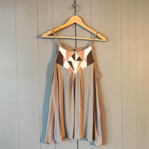 American Eagle Outfitters Tops - 🌙 American Eagle Embroidered Babydoll Tank Top